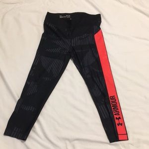 UA Black/grey & pink heat gear capris